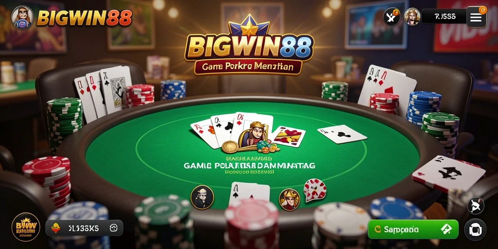 Tampilan gameplay Poker seru di BIGWIN88 dengan interaksi pemain.