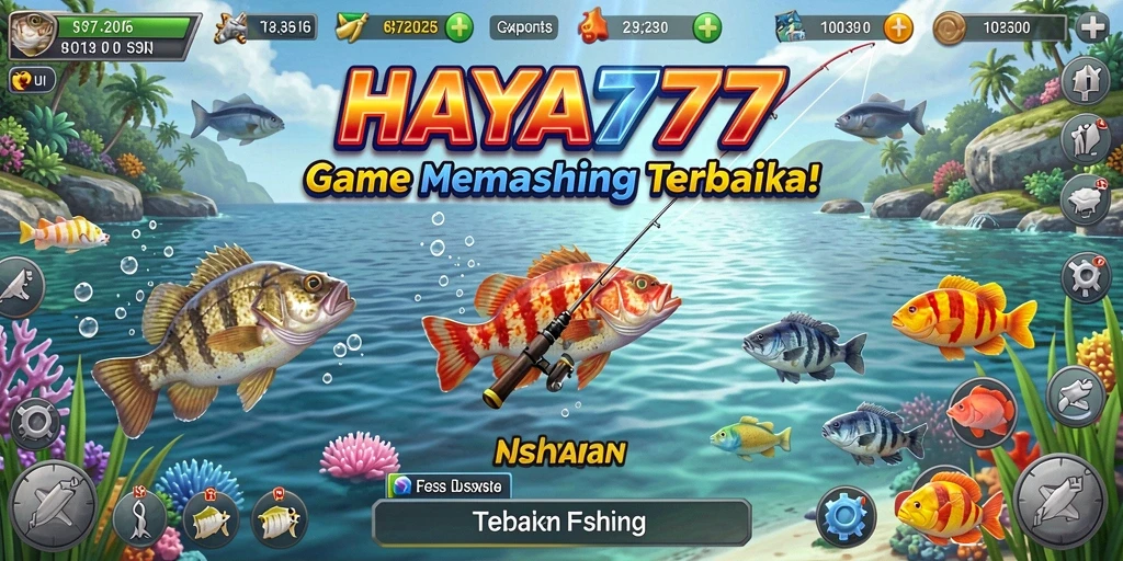 Screenshot HAYA777 menampilkan aksi seru saat memancing di lingkungan alam yang indah.