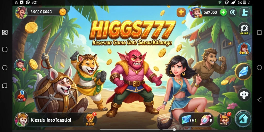 Tampilan seru gameplay HIGGS777 dalam suasana yang ceria.