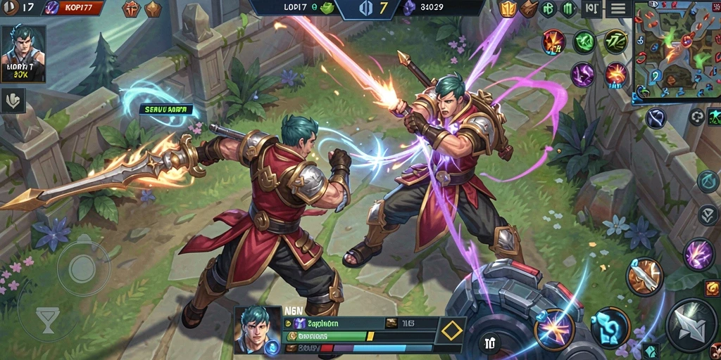 Tangkapan layar gameplay KOPI77 menampilkan aksi seru pertandingan MOBA.