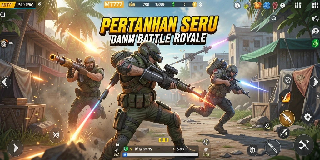 Gameplay MT777 menunjukkan aksi menegangkan dalam pertarungan Battle Royale.