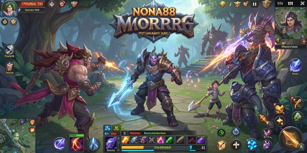 Screenshot gameplay NONA88 menampilkan aksi seru dalam pertempuran MMORPG.